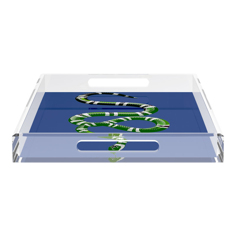 Serpent Acrylic Rectangle Decorative Tray, Blue, 22.5"W x 14.5"D x 2"H