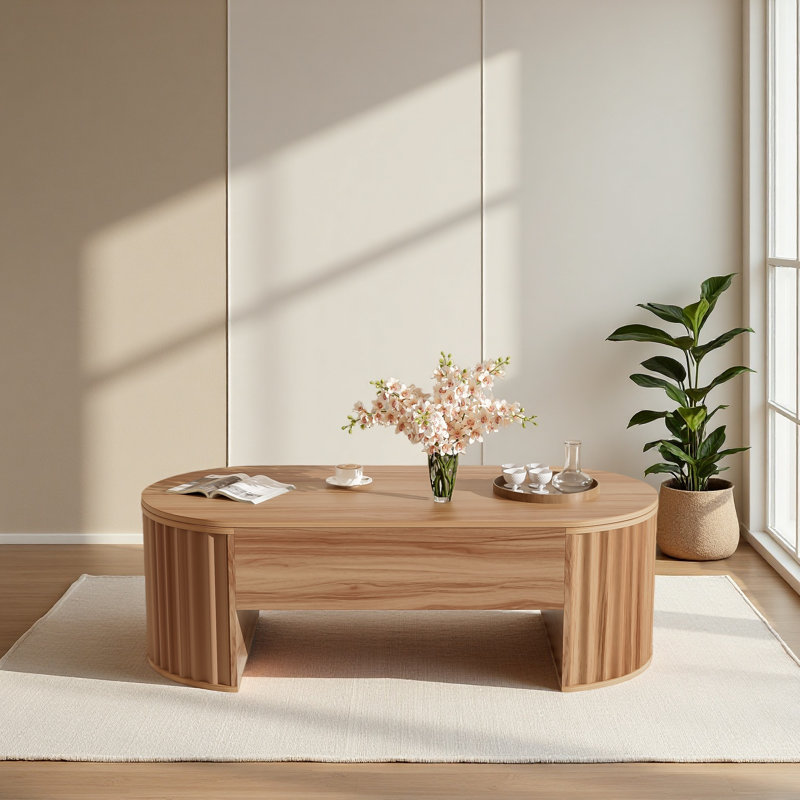 Table basse à plateau relevable massif avec compartiment caché 47,2 po Solid Table, Bois d'acacia