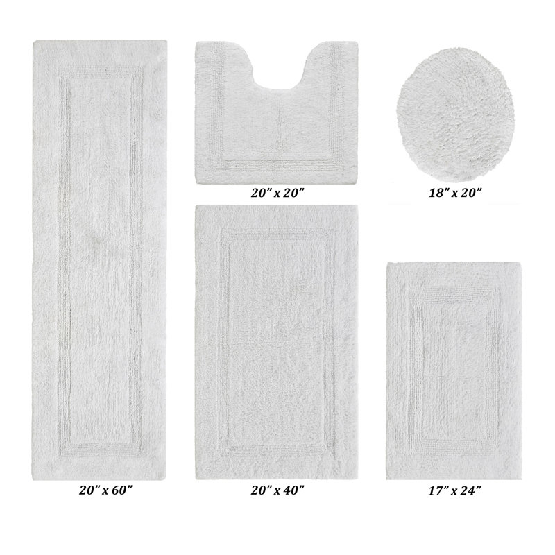 Ensemble de tapis pour salle de bain 5 pièces Lux Premium 2370 GSM, 5 pièces (18 po x 20 po | 17 po x 24 po | 20 po x, Blanc