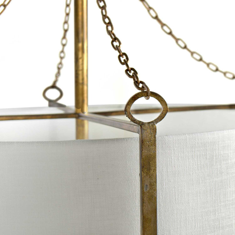 Ivan 20" Gold Drum Pendant Light with White Linen Shade