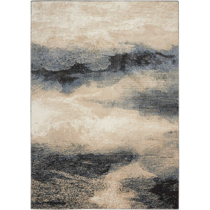 Tapis gris contemporain Ashli, Rectangle 6 pi 6 po x 9 pi 6 po