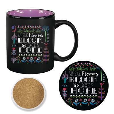 Ensemble de grandes tasses et sous-verres Bright Folklore Inspiration 11 oz