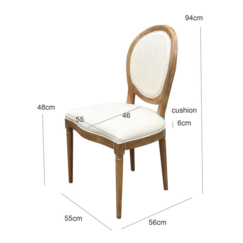 48cm H Polyester Blend Upholstered King Louis Back Accent, Beige