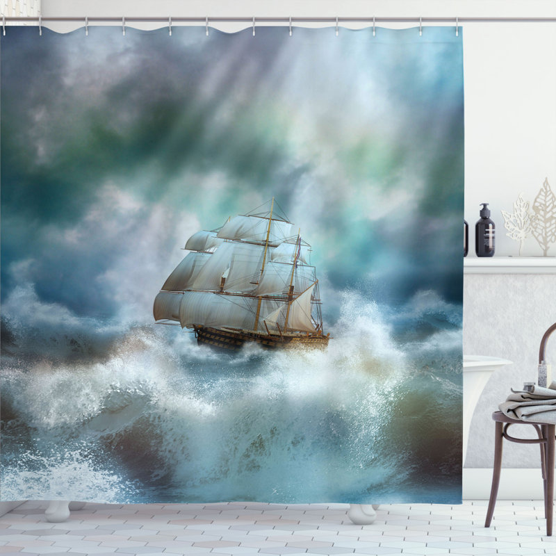 Ensemble de rideau de douche et crochets Ocean, H 70 po x l 69 po