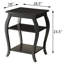 Table de bout noire à 2 tablettes avec un design gracieux et un support stable pour le salon Deux tablettes ouvertes