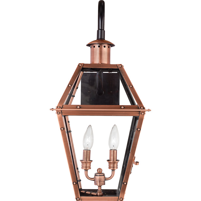 2 - Bulb 22.5" H Outdoor Wall Lantern, Aged Copper