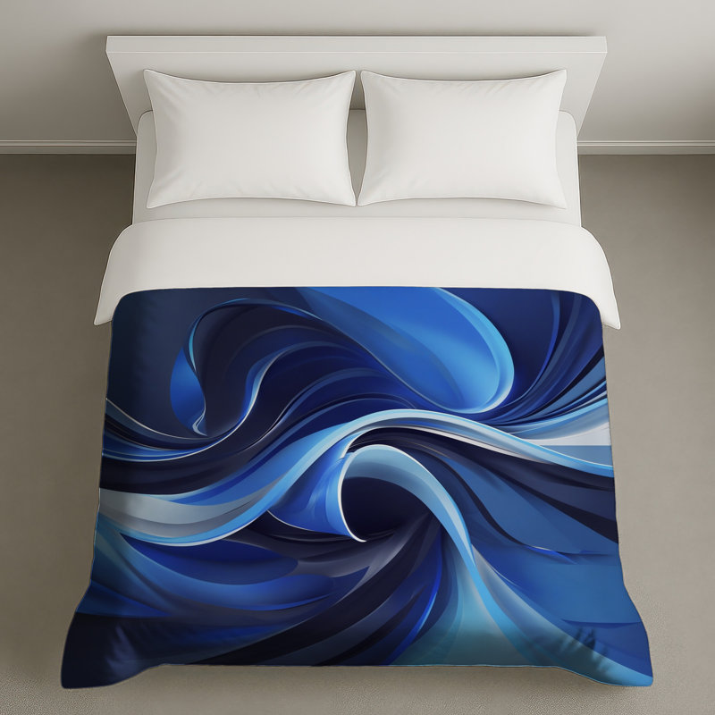Housses de couette à vagues bleues abstraites, Twin