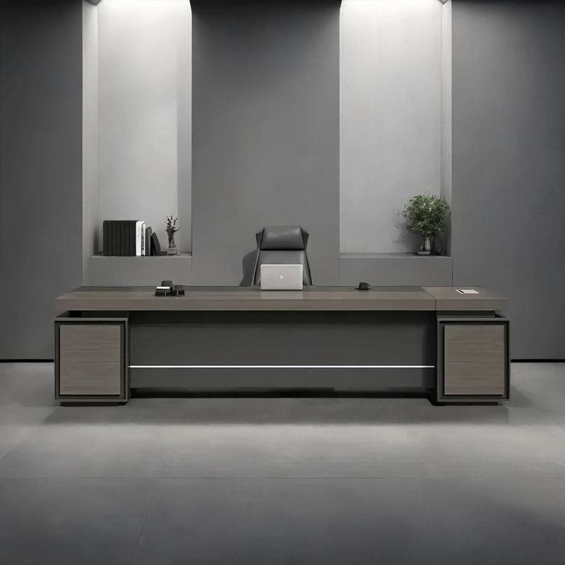 Bureau de maître gris à deux côtés