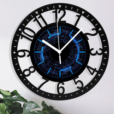 Horloge murale ronde en fer 10 po avec mouvement à quartz silencieux, chiffres arabes, impression UV
