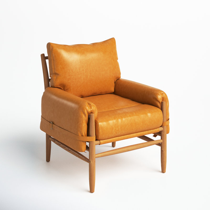 Marla Faux Leather Armchair, Caramel Genuine Leather