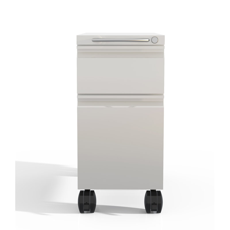 22'' Wide 2 -Drawer Mobile File Cabinet, White