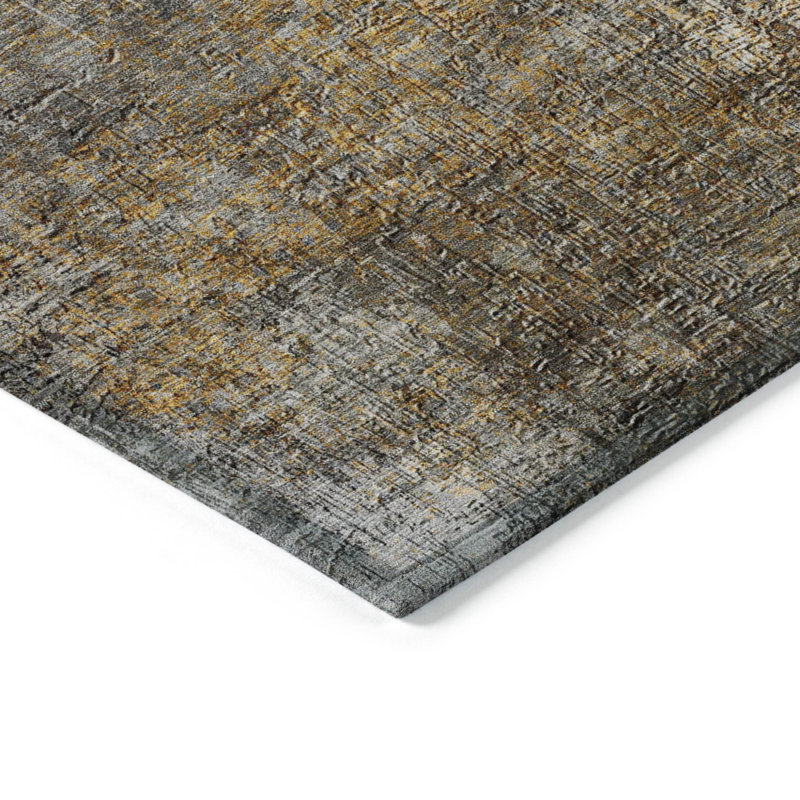 10' X 14' Silver Abstract Washable Indoor Outdoor Area Rug