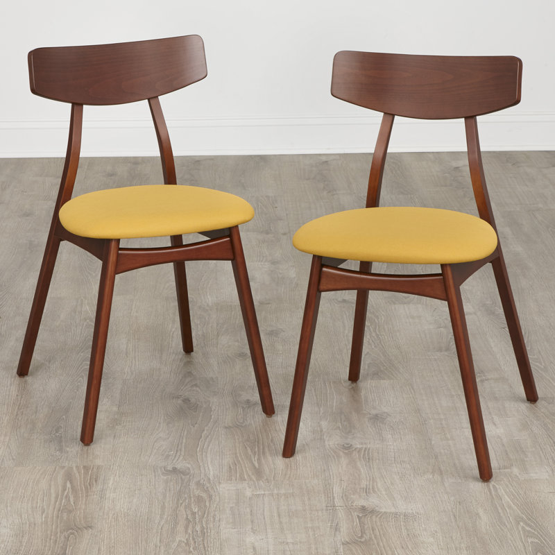 Chaise d'appoint Brunehilde, Jaune, Noyer
