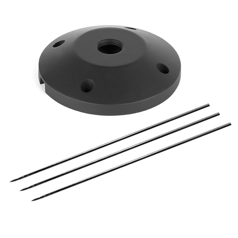 Surface Mount Flange/Stake Landscape Accessory, Black on Aluminum