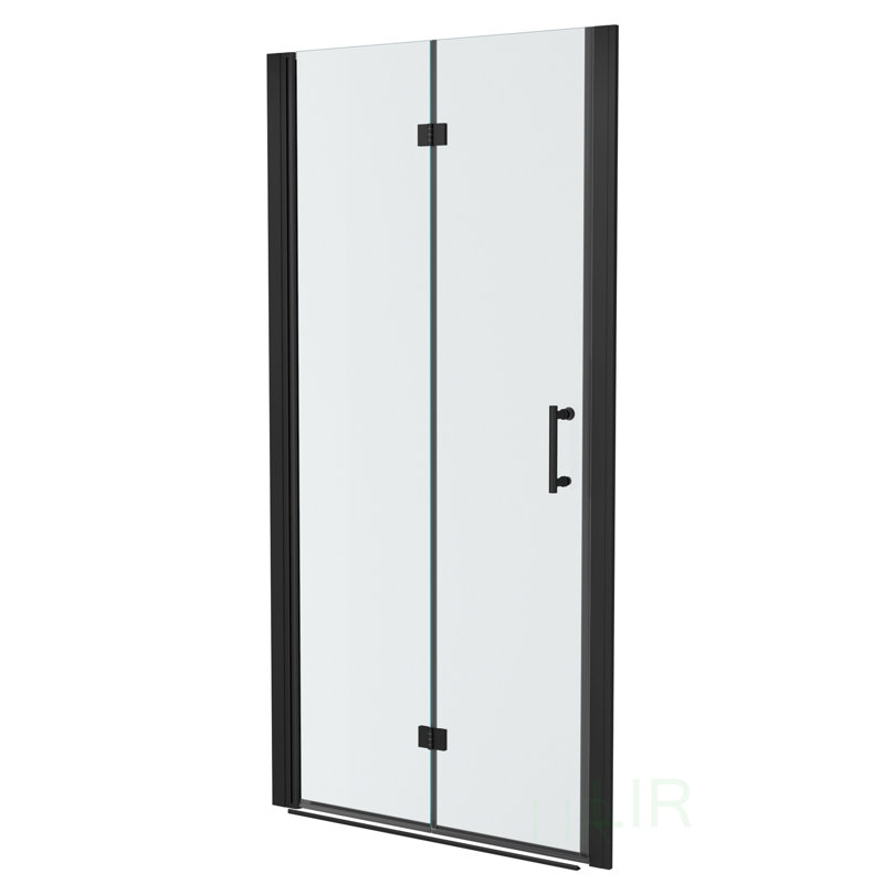 36W X 72H Foldable Frameless Shower Door With Tempered Glass, Space-Saving And Easy To Install, Shower Door, Matte Black