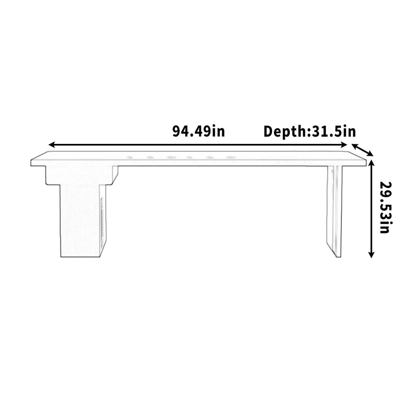Bureau d'ordinateur Beehler, H 29,53 po x l 94,49 po x P 31,5 po, Brun
