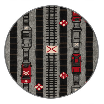 Machine Washable Transportation Gray Area Rug