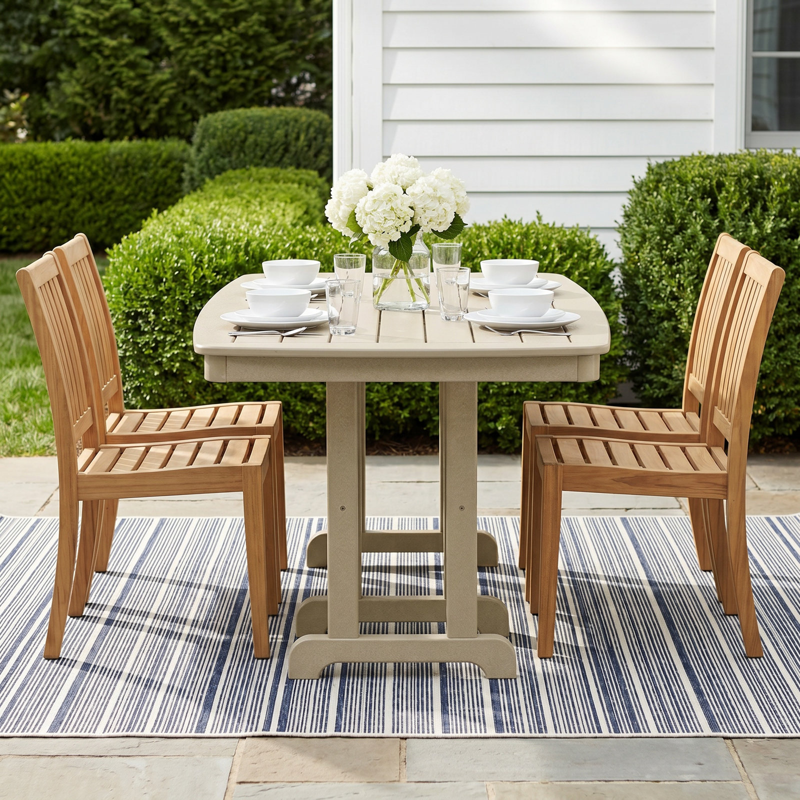 POLYWOOD® Nautical 72" Patio Dining Table, Sand, 29" H x 71.5" L x 36.75" W