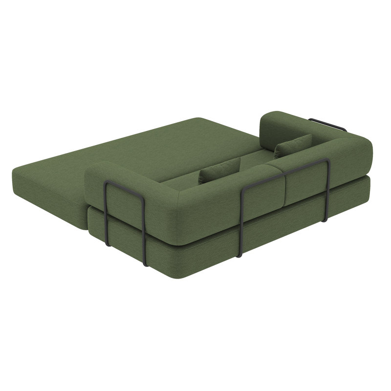 Canapé-lit convertible avec coussin cylindrique, canapé-lit pliant en velours côtelé à structure fixe, canapé-lit de salon pour salon
