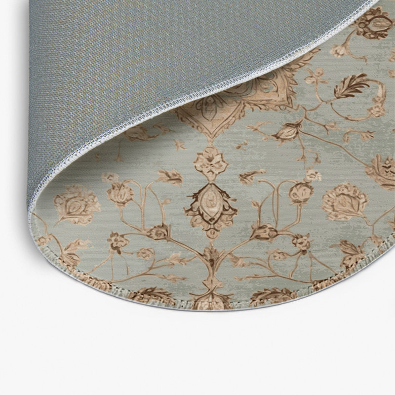 Tabriz Beige Indoor and Outdoor Area Rug, Round 5'