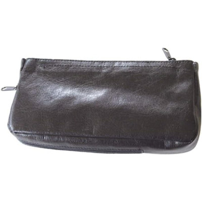 Combo Zipper Pouch, Leather, Black