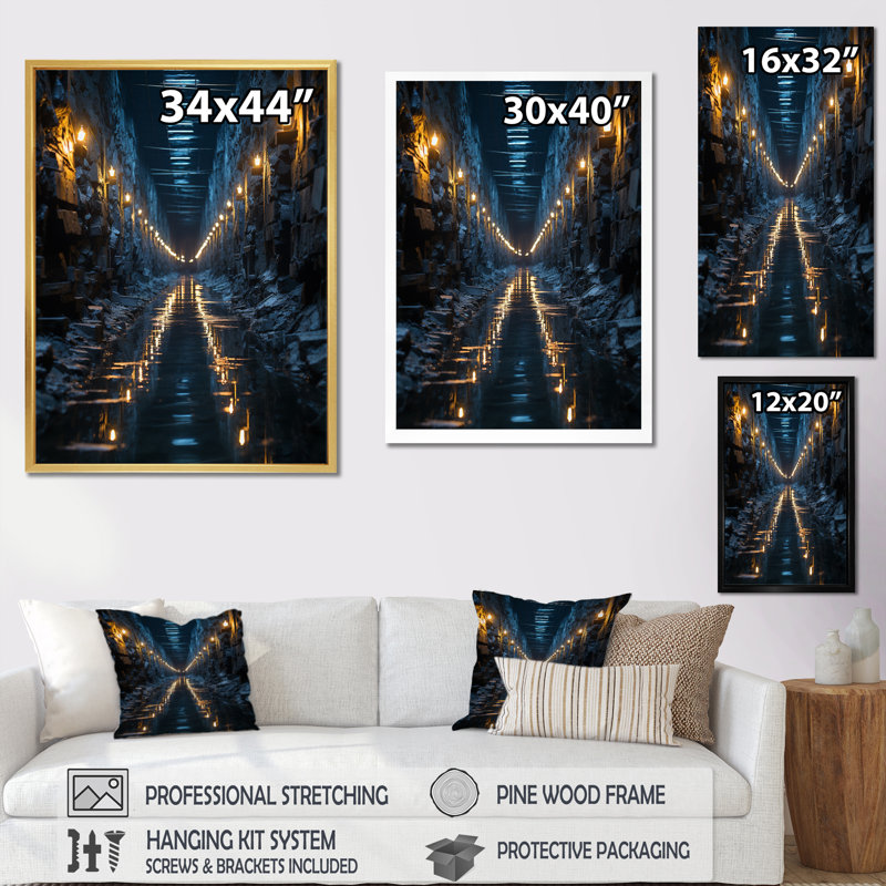 Urban Urban Tunnel Serenity II, reproduction d'art sur toile, 40" H x 30" W, Cadre naturel flottant