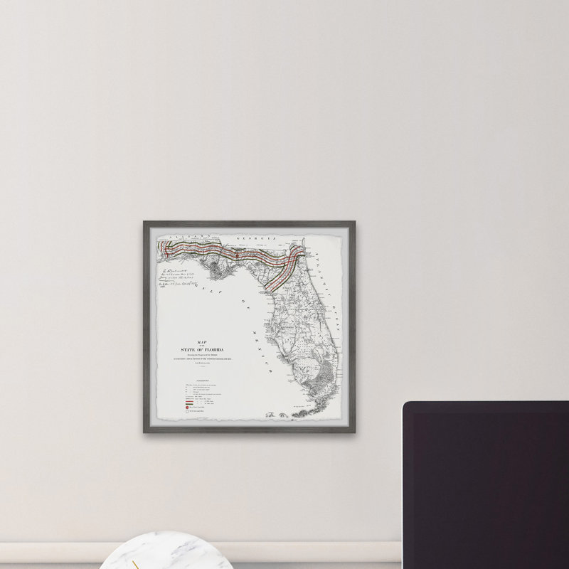 Carte de l'État de Floride II, impression encadrée sur papier, H 32 po x l 32 po x P 1,5 po