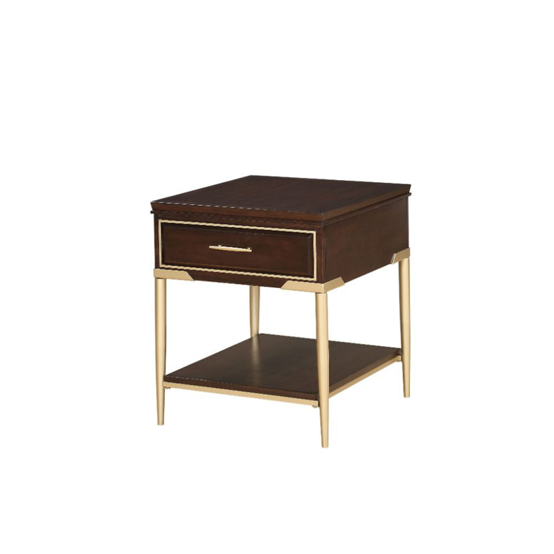 Solid Wood Top End Table with Storage