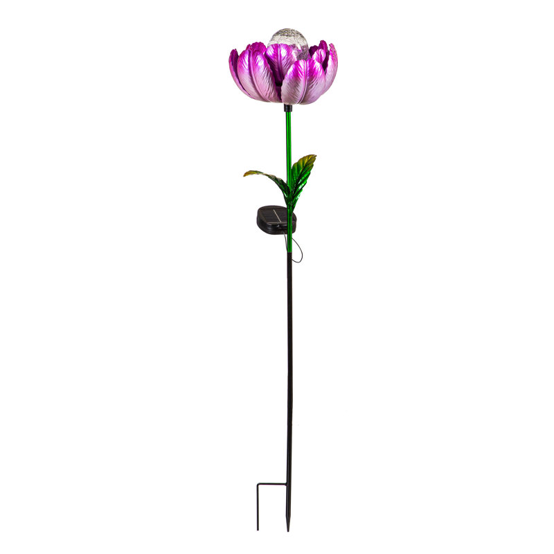 Rouleau solaire solaire en métal, fleur rose, H 45 po