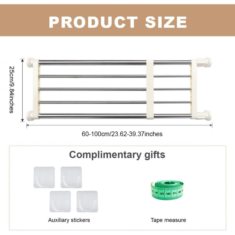 Stainless Steel Storage Rack, 5.08" H x 59.99" W x 24.99" D