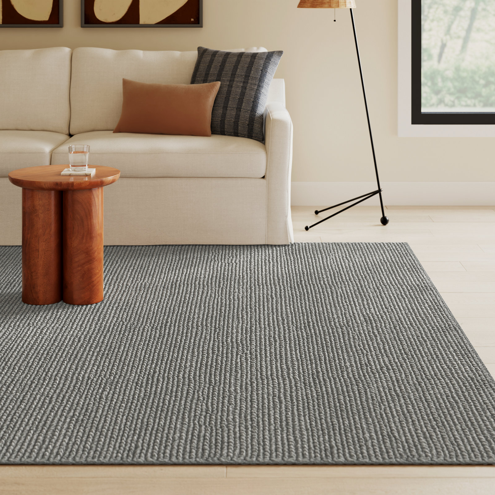 Ginseng Steel Hand-Woven Flatweave Rug, Rectangle 8' x 10'