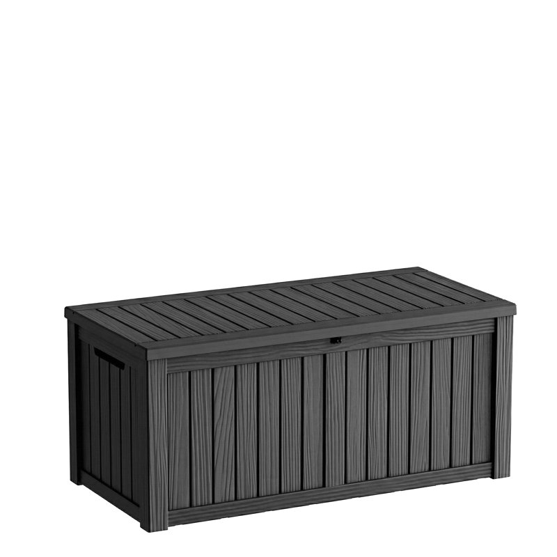 Emperic Design 120 Gallon Water Resistant Resin Lockable Deck Box, Black