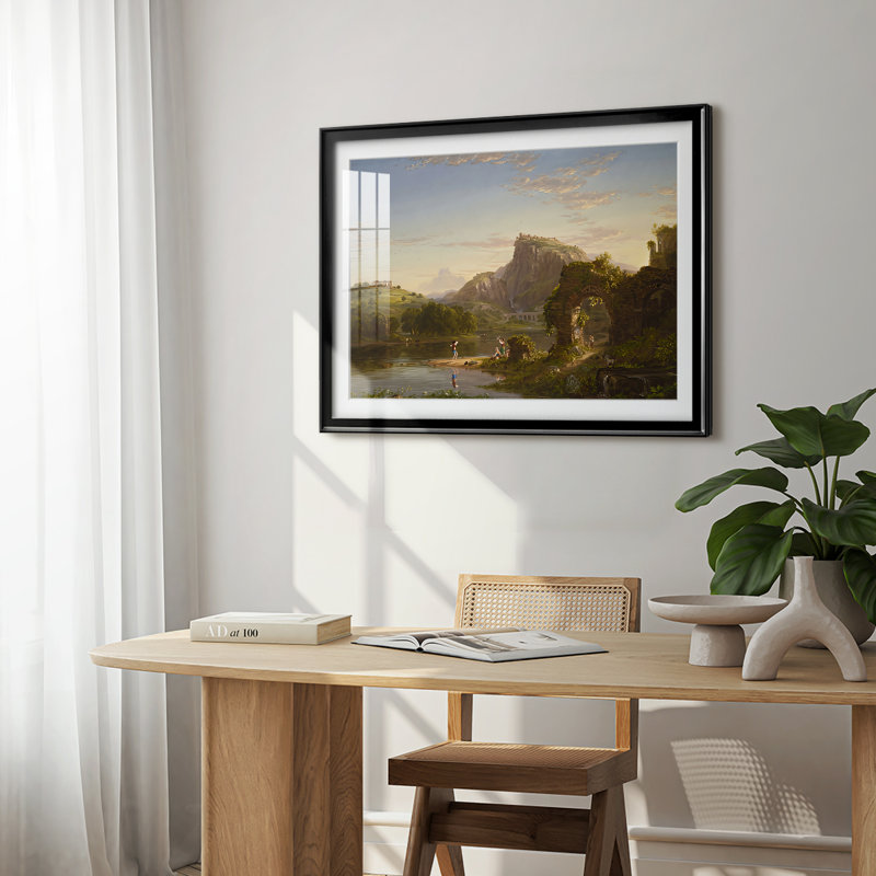 L'Allegro-Thomas Cole - reproduction encadrée avec passe-partout et verre - 1845, 22,5 x 30,5, Impression encadrée, Noir