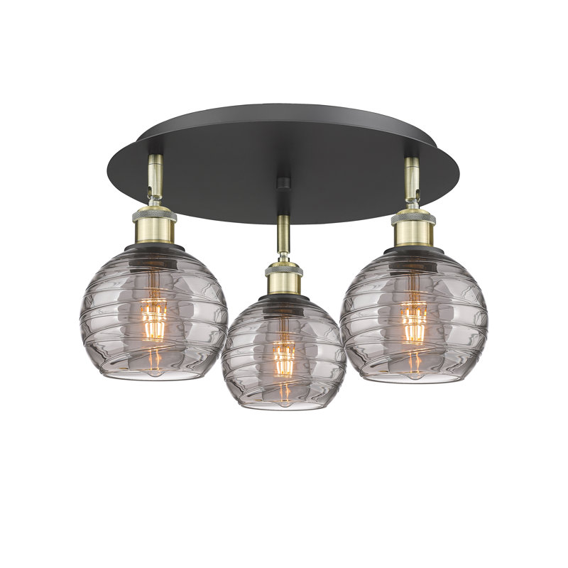 Essex Glass Flush Mount, Black Antique Brass, 9.13" H x 17.63" W x 17.63" D