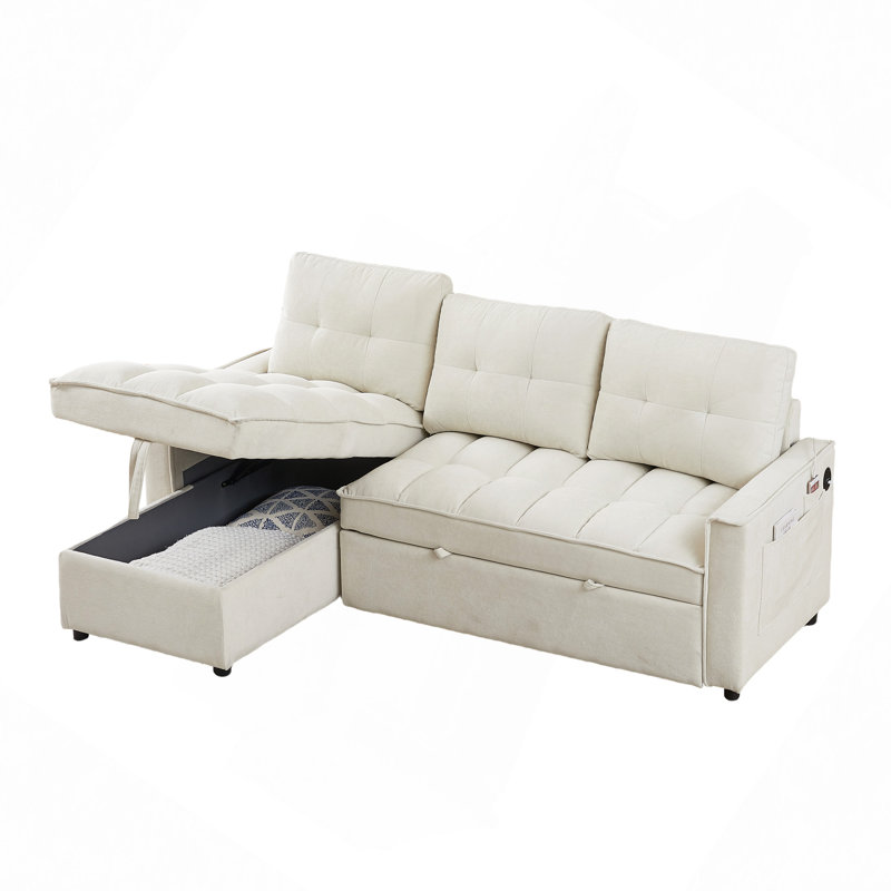 Canapé inclinable de 78,75 po, canapé-lit escamotable avec ports de chargement USB et Tape-C, canapé modulaire en forme de L avec rangement inclinable et rangement avec accoudoirs, canapé de salon confortable