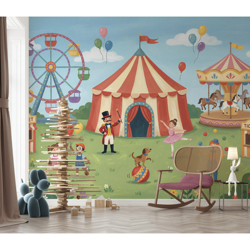 Décoration murale amovible grande roue Carnaval, 200 po x 120 po, Non tissé non collé