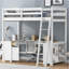 Lit mezzanine avec bureau en U, tiroirs et tablettes de rangement-106847900-106847899