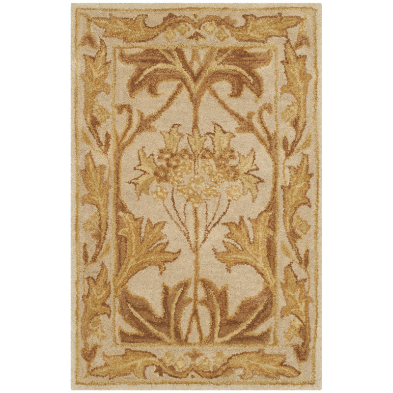 Antiquity Hand-Tufted Beige / Gold Area Rug, Rectangle 2' x 3'