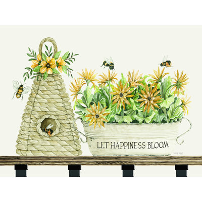 «Let Happiness Bloom Bee Hive» par Cindy Jacobs - impression sur toile tendue