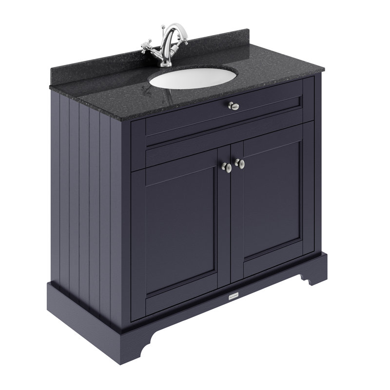 Old London 1000mm Free-standing Single Vanity Unit, Twilight Blue, Black