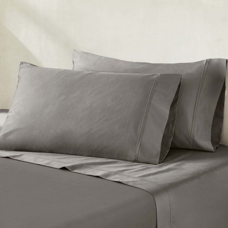 Egyptian Cotton 850 Thread Count Solid Pillowcases (Set of 2), Gray, Standard Pillowcase + 2 Additional Pieces