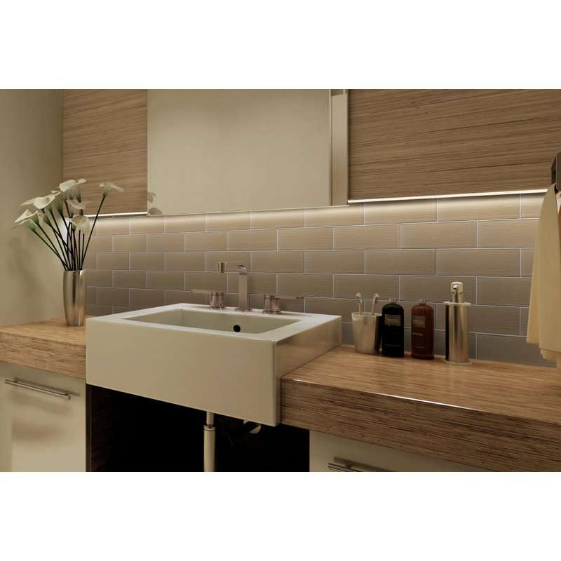 Carreaux de mur en verre beige lin 4 po X 12 po (0,33 pi2 / pièce), Beige