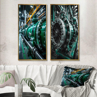 «Green Engine Power Plant Industrial Photo I - Power Plants», ensemble de 2 pièces d'art mural