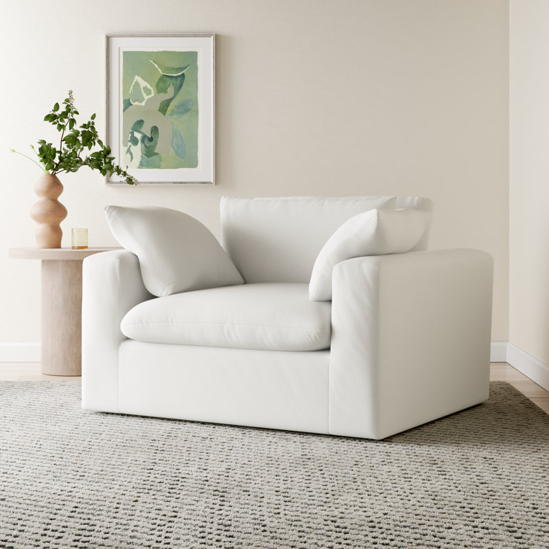 Remy Slipcovered Chair And A Half, Classic Bleach White Twill