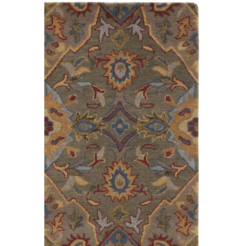 Tapis vert / jaune Aujah Heritage 653, Rectangle 8 pi x 10 pi