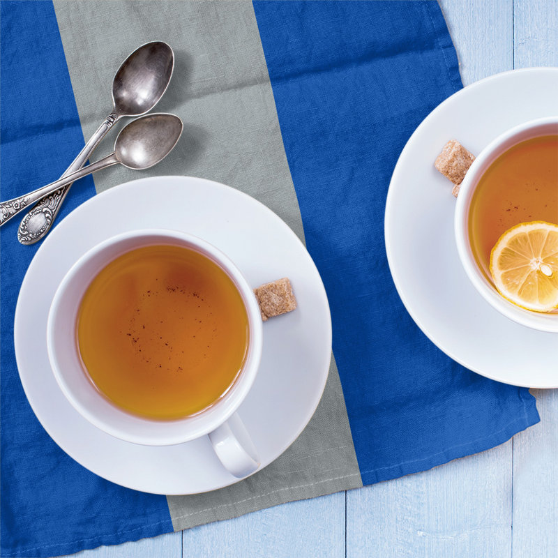 Anaheim Stripe Tea Towel Kitchen Towel, Cotton Twill, Royal Blue/Gray/Royal Blue