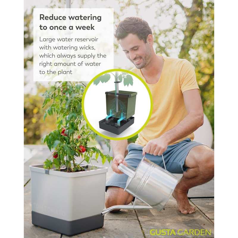 Tom Tomato Tomato Planter Pot, Climbing Aid, Plant Clips, Self-Watering, 4.5L Water Tank, 20L Soil, Blue