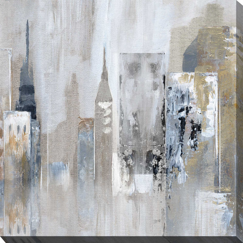 Bay City Reflection par Nan - Peinture, L 18 po x H 18 po, Toile tendue