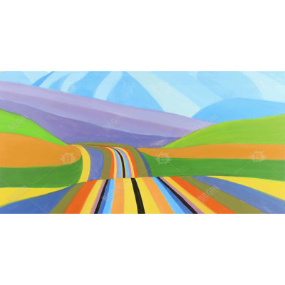 Mountain road multicolored - 15.75"x31.50" Desk mat