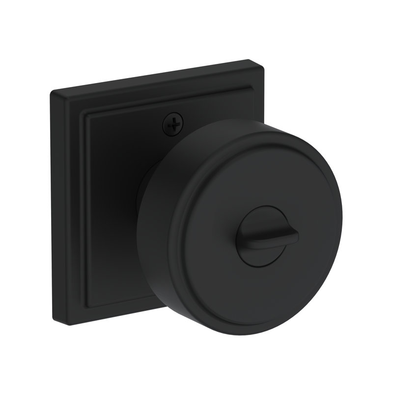 Vashon Keyed Entry Knob with Stepped Square Rose in Lifetime (PVD) Satin Brass, Matte Black